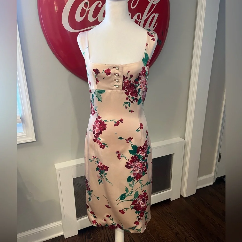 Dolce & Gabbana Silk Floral Midi Dress, Authentic, Pink & Green IT 40/US 4 *read - Picture 1 of 15